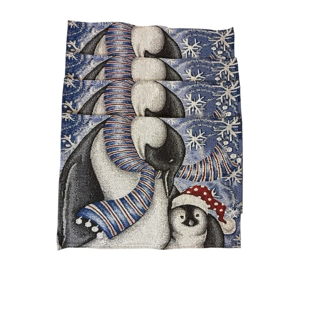 Penguins‎ Winter Blue Tapestry Placemats Set of 4 Christmas